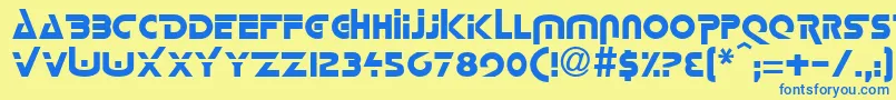 フォントLorettaRegular – 青い文字が黄色の背景にあります。