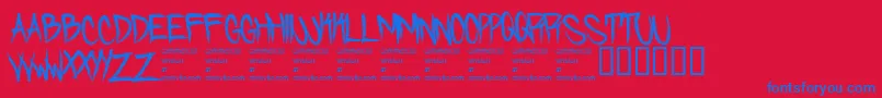 Skidmarked Font – Blue Fonts on Red Background