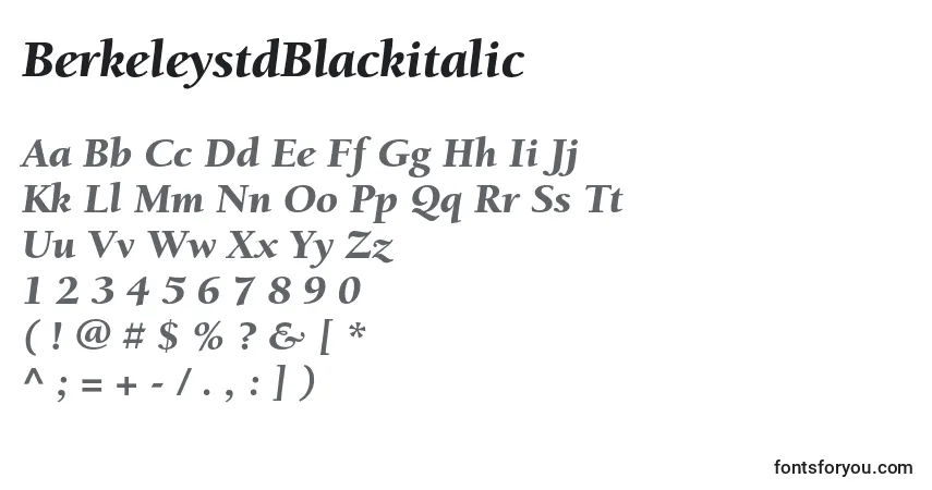 Fuente BerkeleystdBlackitalic - alfabeto, números, caracteres especiales