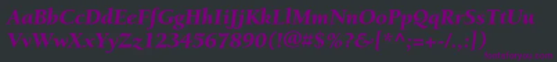 フォントBerkeleystdBlackitalic – 黒い背景に紫のフォント