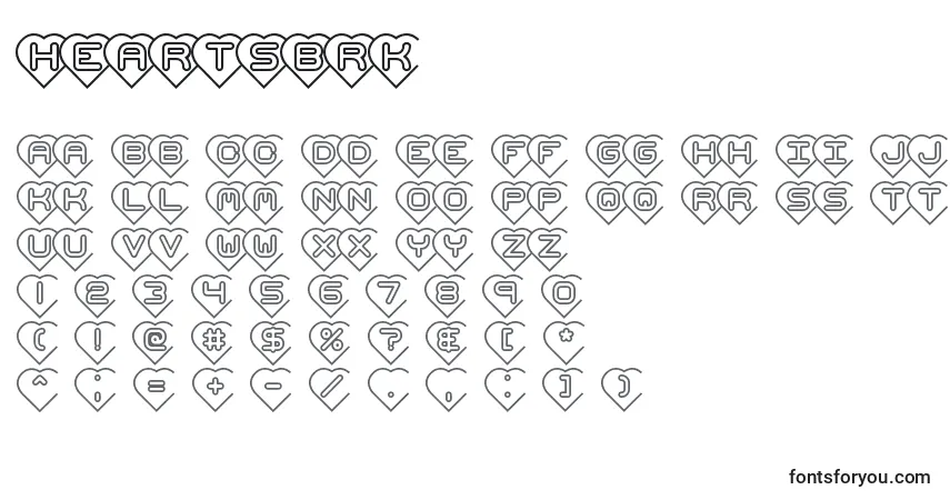 Шрифт HeartsBrk – алфавит, цифры, специальные символы