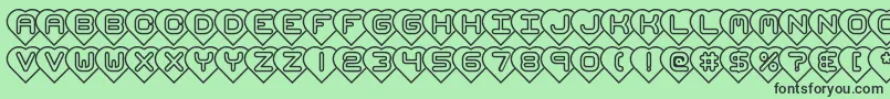 HeartsBrk Font – Black Fonts on Green Background