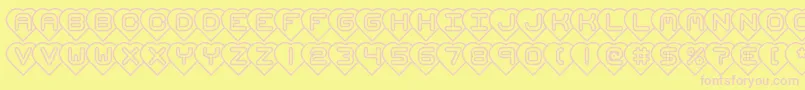 Fonte HeartsBrk – fontes rosa em um fundo amarelo