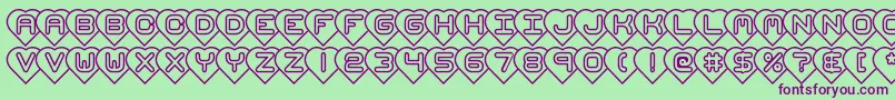 HeartsBrk Font – Purple Fonts on Green Background