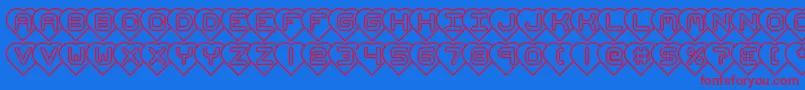 HeartsBrk Font – Red Fonts on Blue Background