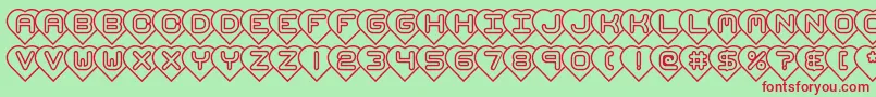 HeartsBrk Font – Red Fonts on Green Background