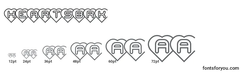 Размеры шрифта HeartsBrk