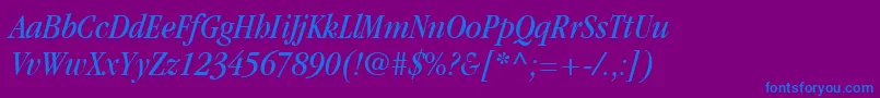 Шрифт ItcGaramondLtBookCondensedItalic – синие шрифты на фиолетовом фоне