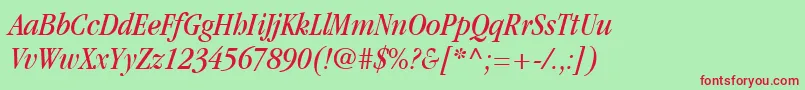 ItcGaramondLtBookCondensedItalic Font – Red Fonts on Green Background