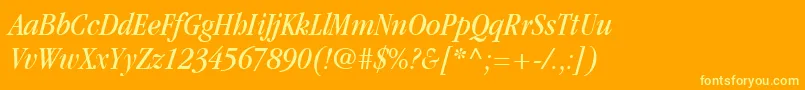 Шрифт ItcGaramondLtBookCondensedItalic – жёлтые шрифты на оранжевом фоне