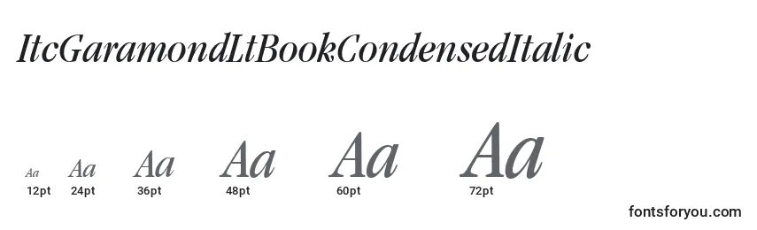 Размеры шрифта ItcGaramondLtBookCondensedItalic