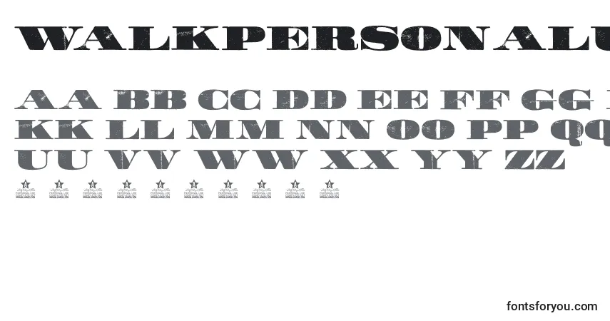 A fonte WalkPersonalUse – alfabeto, números, caracteres especiais