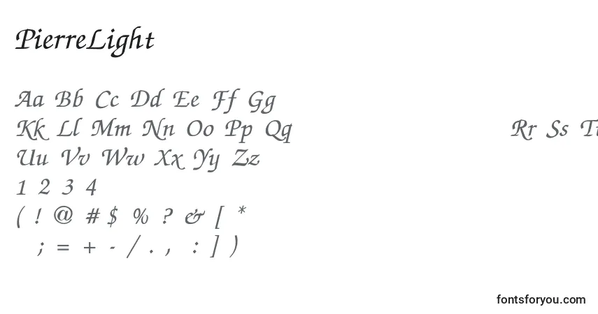 PierreLight-fontti – aakkoset, numerot, erikoismerkit