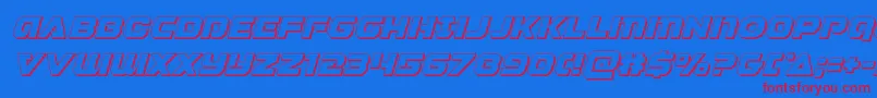 Jeebra3Dital-Schriftart – Rote Schriften auf blauem Hintergrund