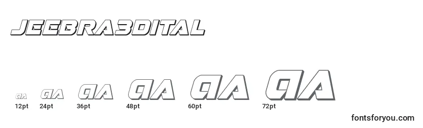 Размеры шрифта Jeebra3Dital
