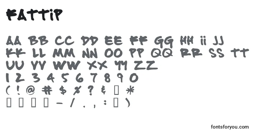 Schriftart Fattip – Alphabet, Zahlen, spezielle Symbole