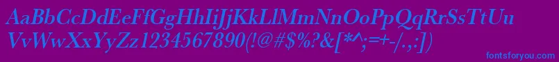 UrwbaskertmedextnarOblique Font – Blue Fonts on Purple Background