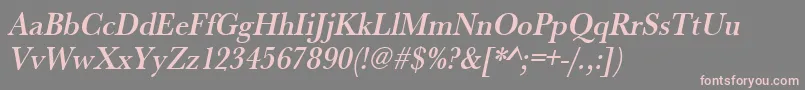 UrwbaskertmedextnarOblique-Schriftart – Rosa Schriften auf grauem Hintergrund