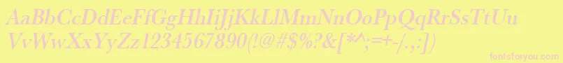 UrwbaskertmedextnarOblique Font – Pink Fonts on Yellow Background