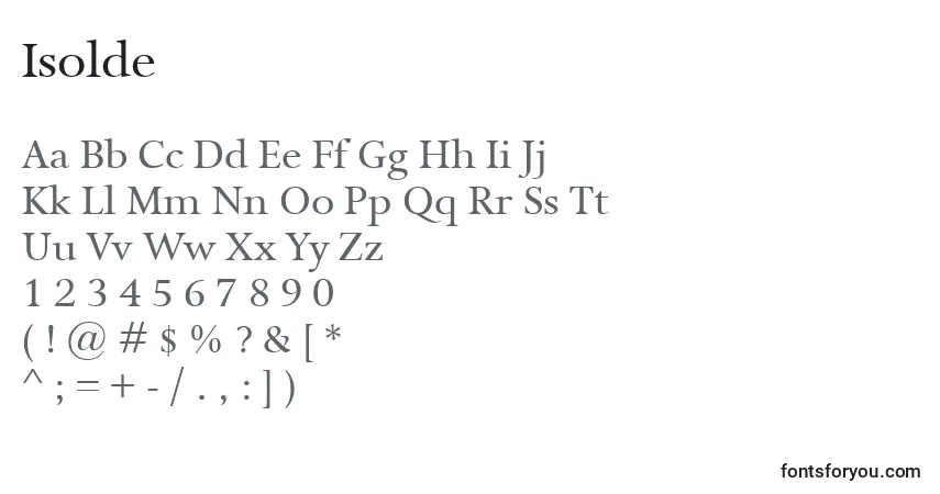 Czcionka Isolde – alfabet, cyfry, specjalne znaki
