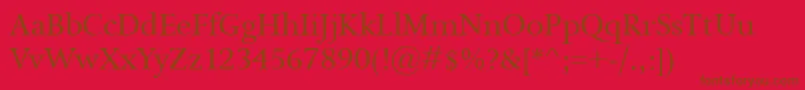 Fonte Isolde – fontes marrons em um fundo vermelho