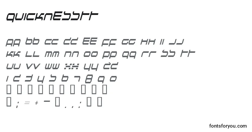 A fonte Quicknesstt – alfabeto, números, caracteres especiais