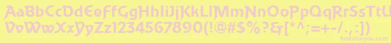 BecketLl-fontti – vaaleanpunaiset fontit keltaisella taustalla
