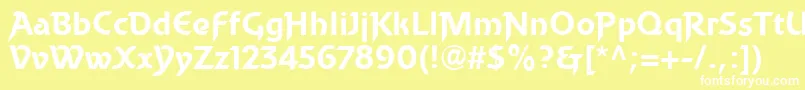 BecketLl-Schriftart – Weiße Schriften auf gelbem Hintergrund