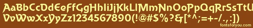 BecketLl-fontti – keltaiset fontit ruskealla taustalla