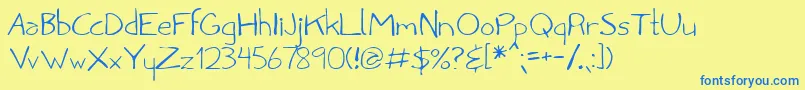 Penny Font – Blue Fonts on Yellow Background