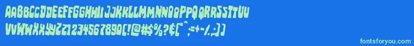 Pocketmonsterrotate2 Font – Green Fonts on Blue Background