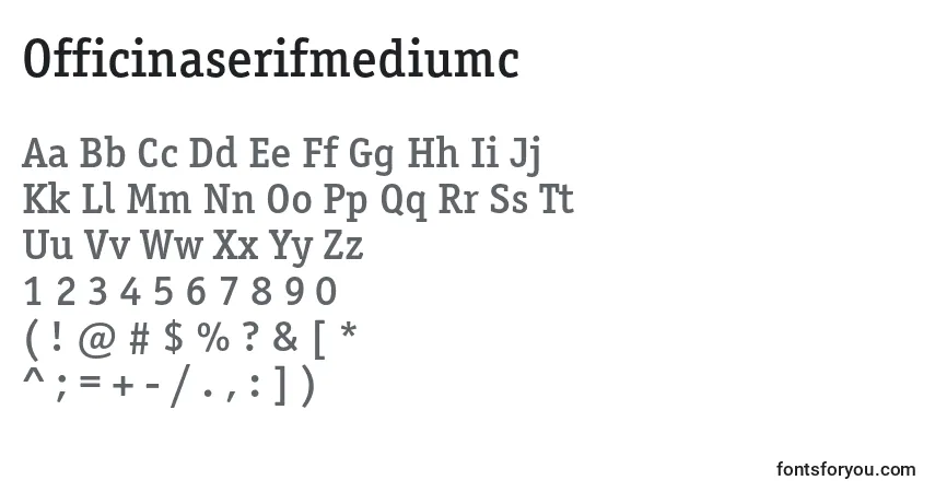 A fonte Officinaserifmediumc – alfabeto, números, caracteres especiais