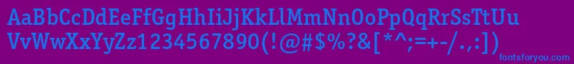 Officinaserifmediumc-Schriftart – Blaue Schriften auf violettem Hintergrund