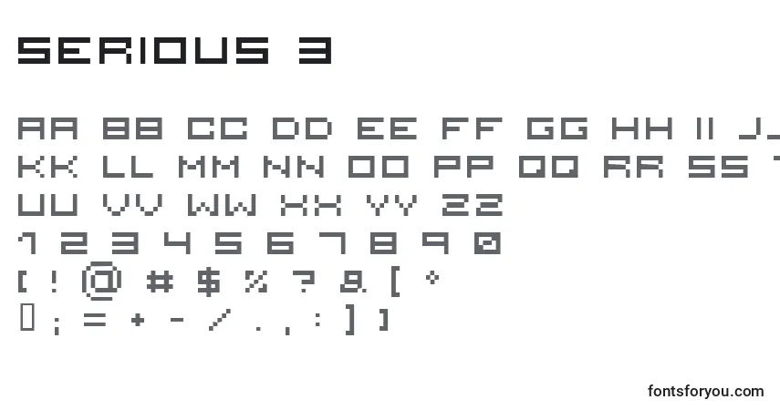 Czcionka Serious 3 – alfabet, cyfry, specjalne znaki