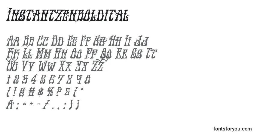 Шрифт Instantzenboldital – алфавит, цифры, специальные символы