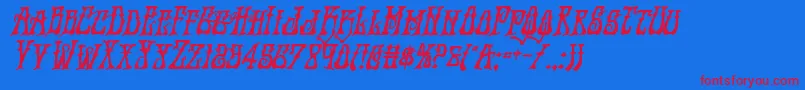 Instantzenboldital Font – Red Fonts on Blue Background