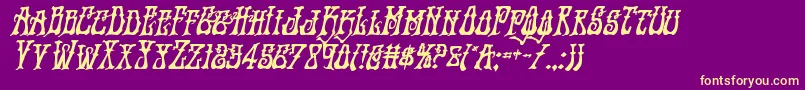 フォントInstantzenboldital – 紫の背景に黄色のフォント