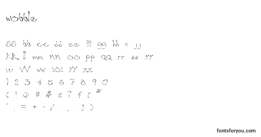 Schriftart Wobble – Alphabet, Zahlen, spezielle Symbole