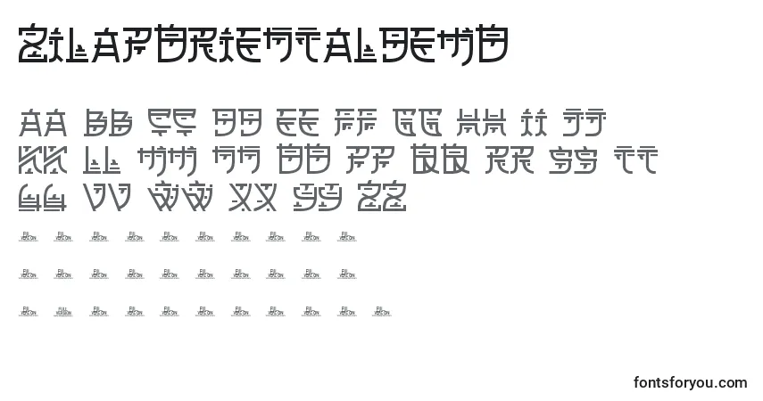 Czcionka ZilapOrientalDemo – alfabet, cyfry, specjalne znaki