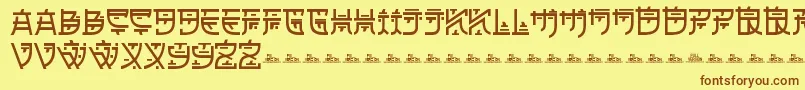 フォントZilapOrientalDemo – 茶色の文字が黄色の背景にあります。