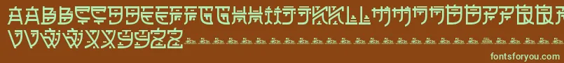 フォントZilapOrientalDemo – 緑色の文字が茶色の背景にあります。