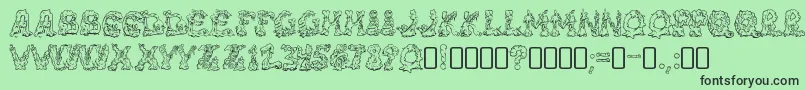 RiotacttwoRegular-Schriftart – Schwarze Schriften auf grünem Hintergrund