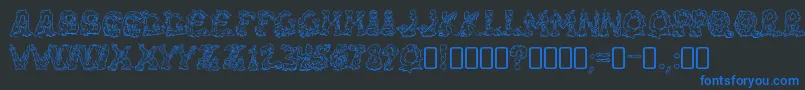 RiotacttwoRegular-Schriftart – Blaue Schriften auf schwarzem Hintergrund