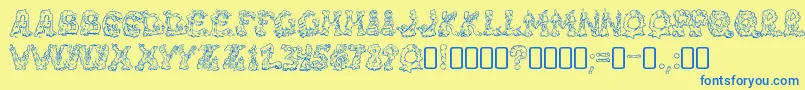 RiotacttwoRegular Font – Blue Fonts on Yellow Background