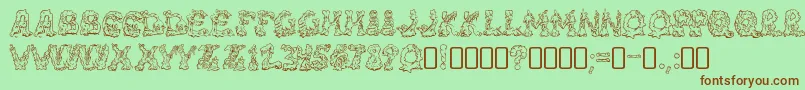 Fonte RiotacttwoRegular – fontes marrons em um fundo verde