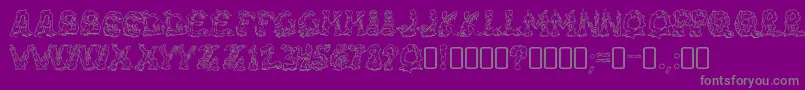 Fonte RiotacttwoRegular – fontes cinzas em um fundo violeta