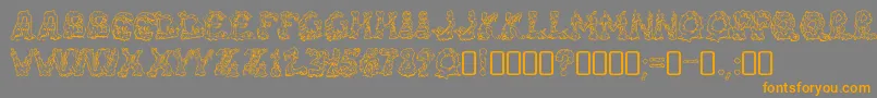 フォントRiotacttwoRegular – オレンジの文字は灰色の背景にあります。