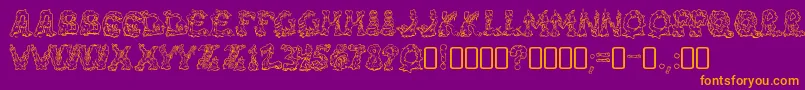RiotacttwoRegular-fontti – oranssit fontit violetilla taustalla