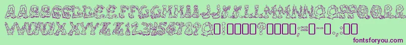 RiotacttwoRegular-Schriftart – Violette Schriften auf grünem Hintergrund