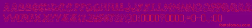 フォントRiotacttwoRegular – 紫の背景に赤い文字